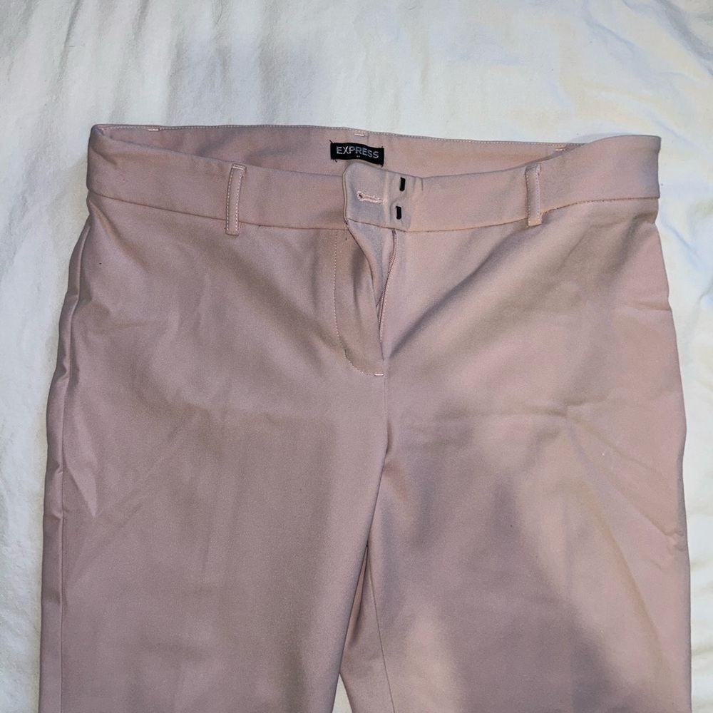 Express Pink Tailored Trousers with Flat Front Design